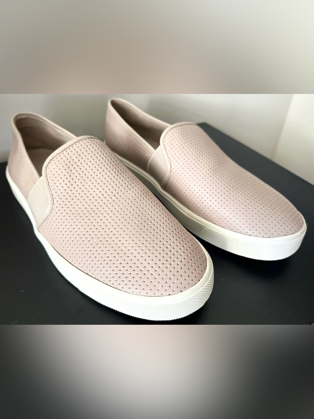Vince Blush Pink Perforated Leather Slip-On Sneakers Women 9